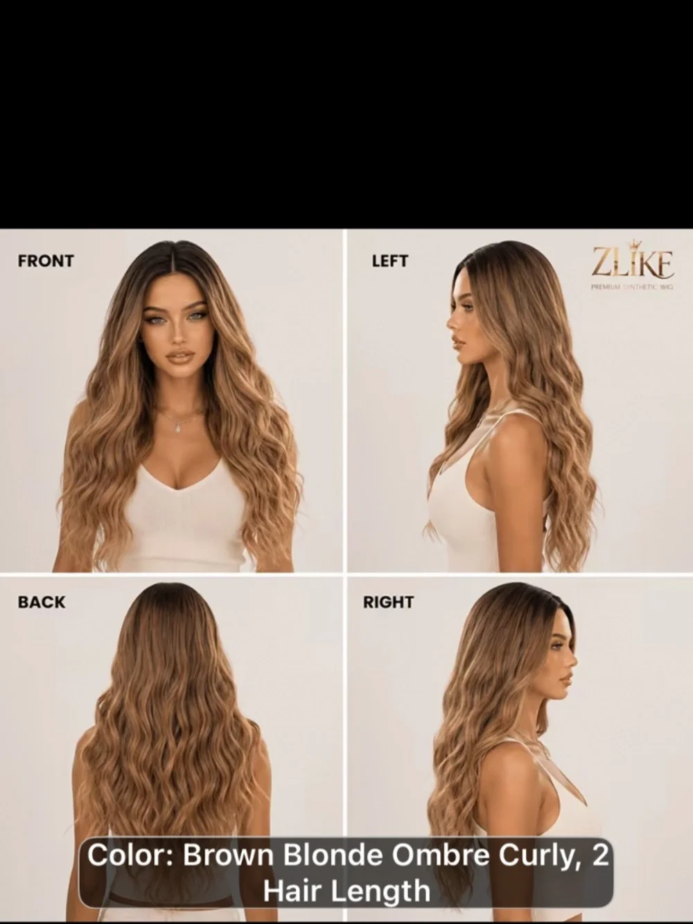 Ombre Brown to Honey Blonde Long Curly Synthetic Wig, Glueless Heat Resistant .